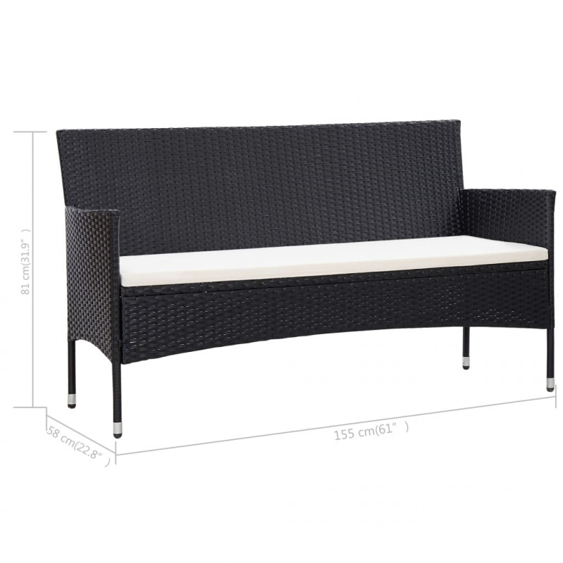 3-osobowa sofa ogrodowa z poduszkami, polirattan, szara