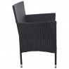 3-osobowa sofa ogrodowa z poduszkami, polirattan, czarna