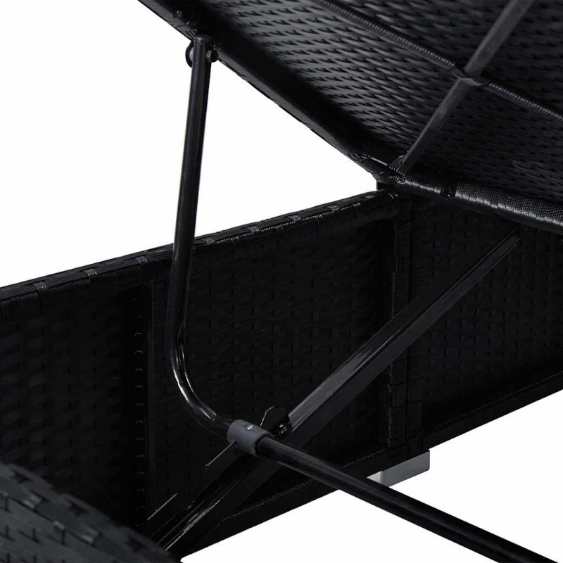 Ogrodowe leżaki z poduszką 3 pcs Czarny Polirattan