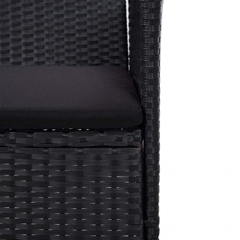3-osobowa sofa ogrodowa z poduszkami, polirattan, czarna