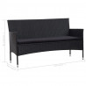 3-osobowa sofa ogrodowa z poduszkami, polirattan, czarna