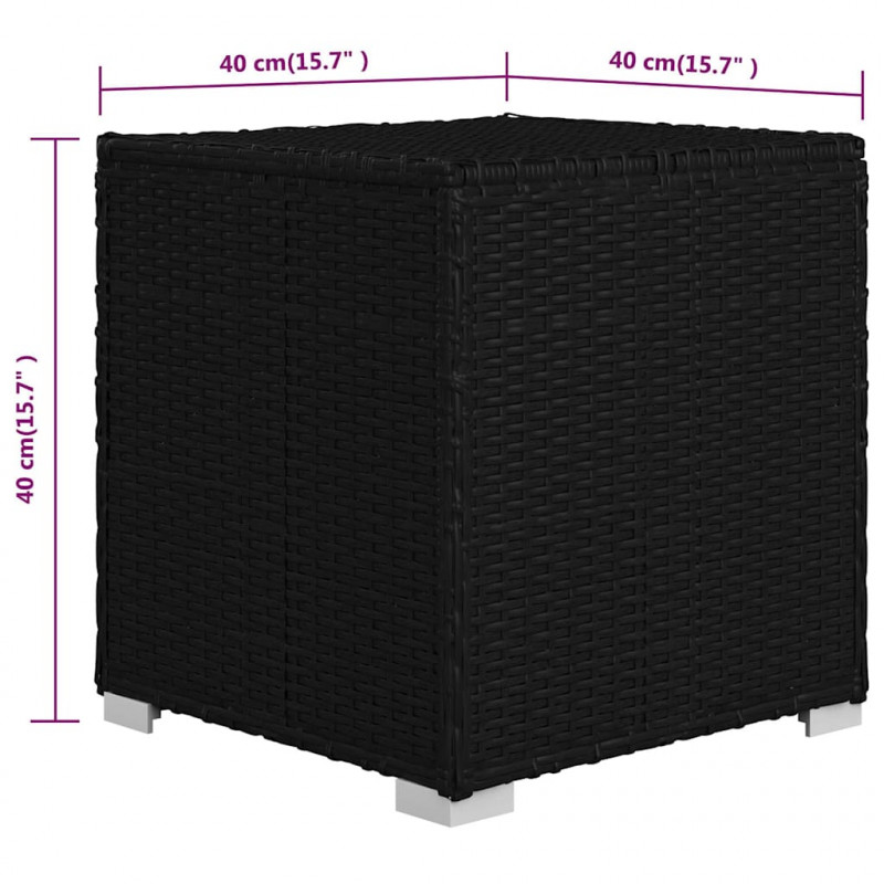 Ogrodowe leżaki z poduszką 3 pcs Czarny Polirattan