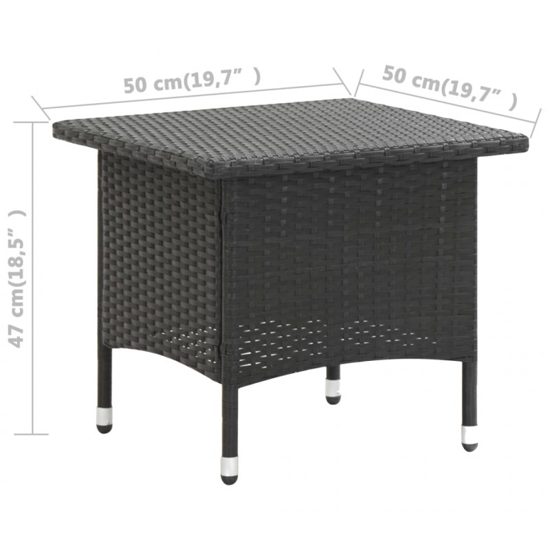 Stolik herbaciany, czarny, 50 x 50 x 47 cm, polirattan