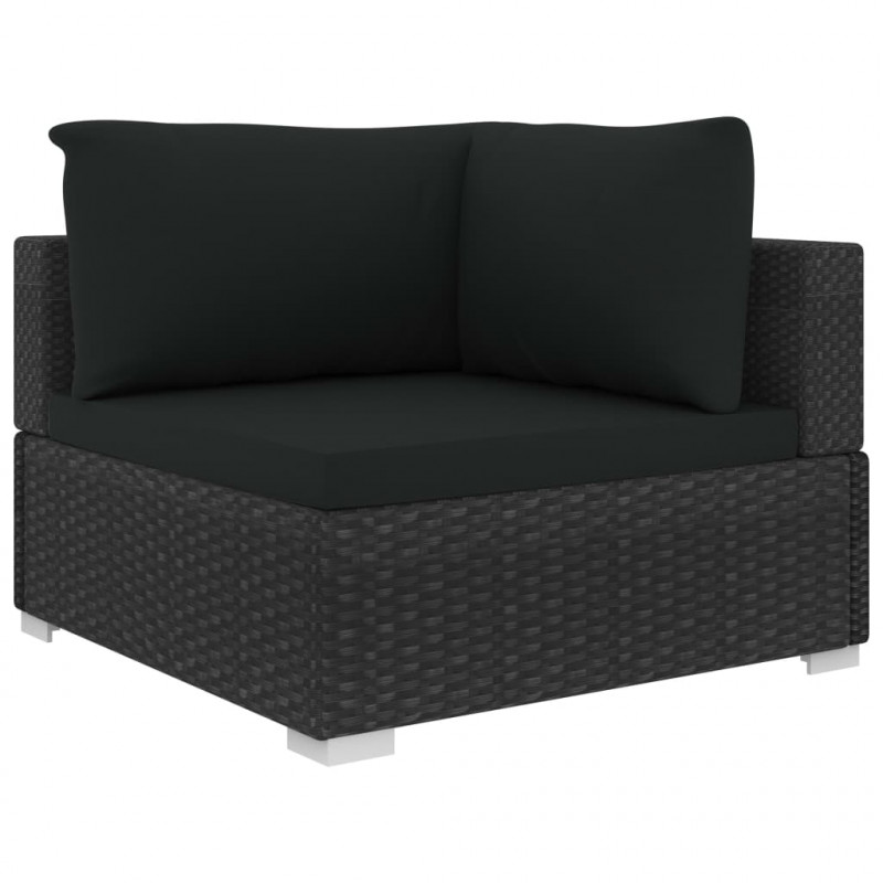 5-cz. zestaw mebli do ogrodu, poduszki, rattan PE, czarny