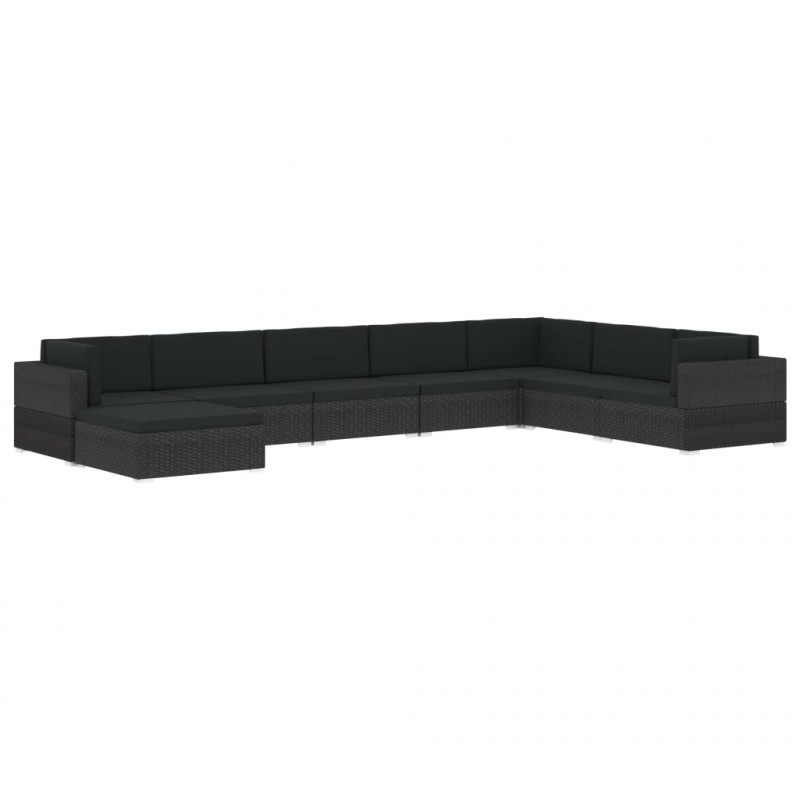 Środkowa sofa z poduszką, 1 szt., polirattan, czarna