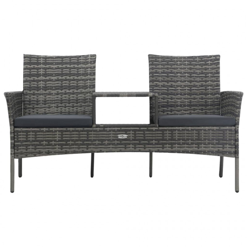 Dwuosobowa sofa ogrodowa ze stolikiem, polirattan, antracyt