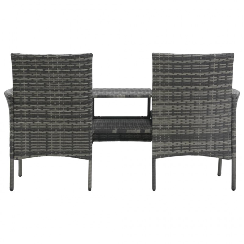 Dwuosobowa sofa ogrodowa ze stolikiem, polirattan, antracyt