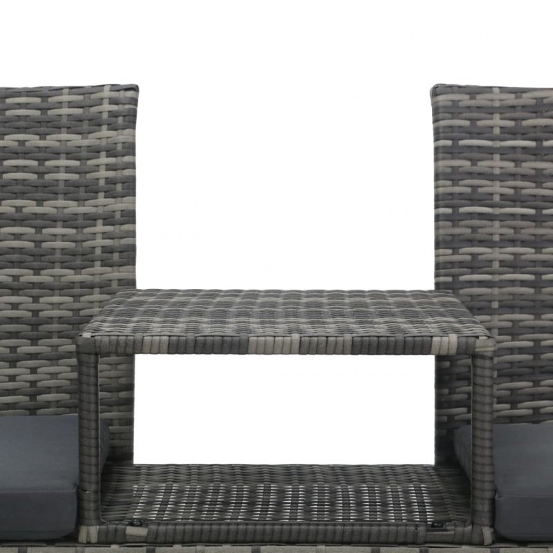 Dwuosobowa sofa ogrodowa ze stolikiem, polirattan, antracyt
