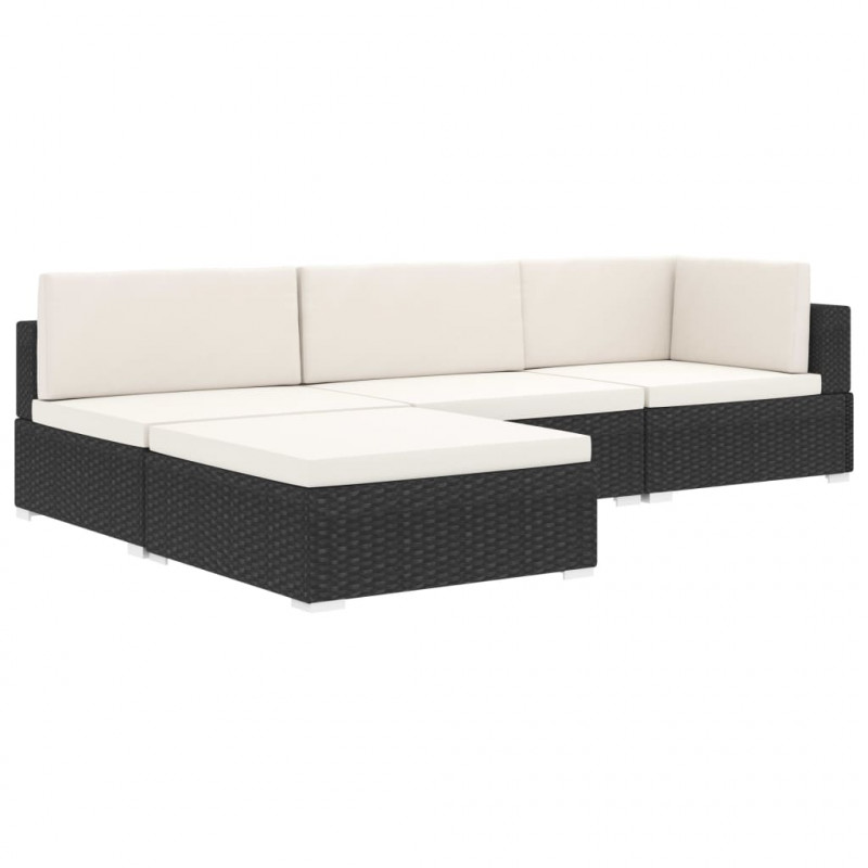 Siedzisko narożne z poduszką, 1 szt., polirattan, czarne