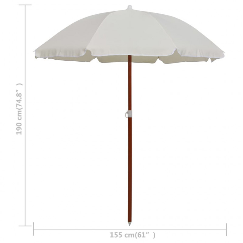 Parasol ogrodowy na stalowym słupku, 180 cm, piaskowy