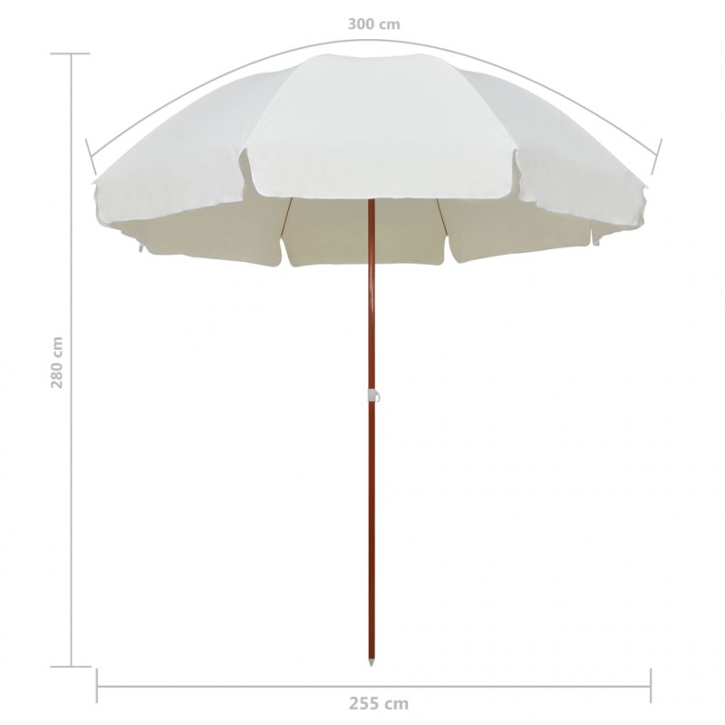 Parasol ogrodowy na stalowym słupku, 300 cm, piaskowy