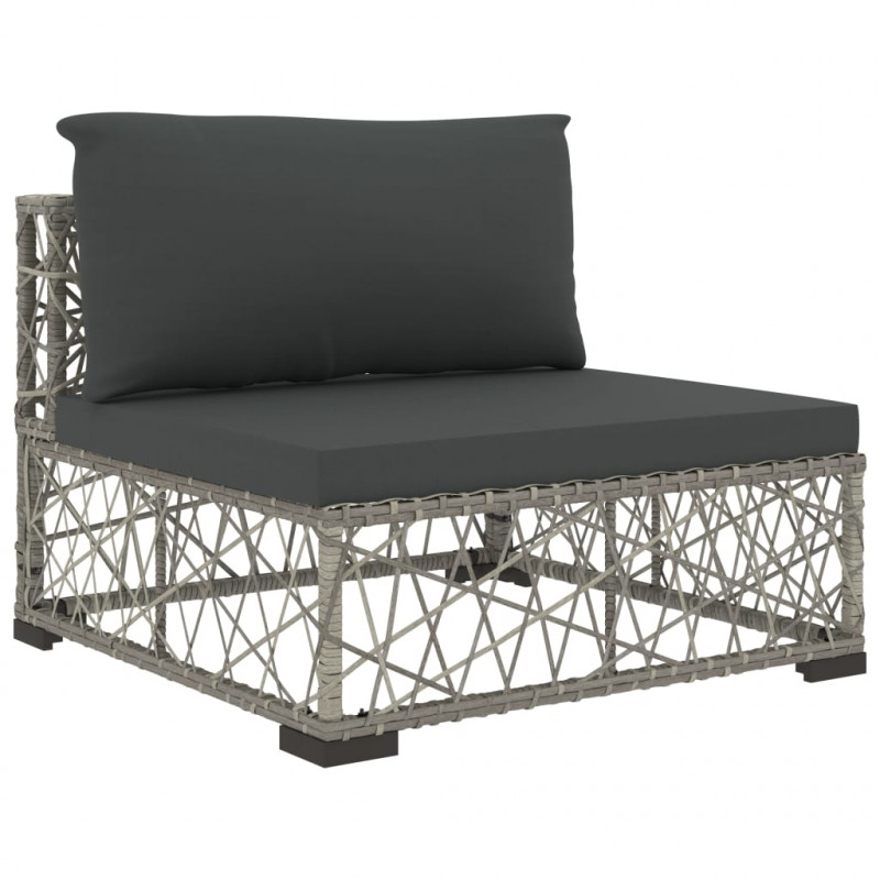 6-cz. zestaw wypoczynkowy do ogrodu, poduszki, szary, rattan PE