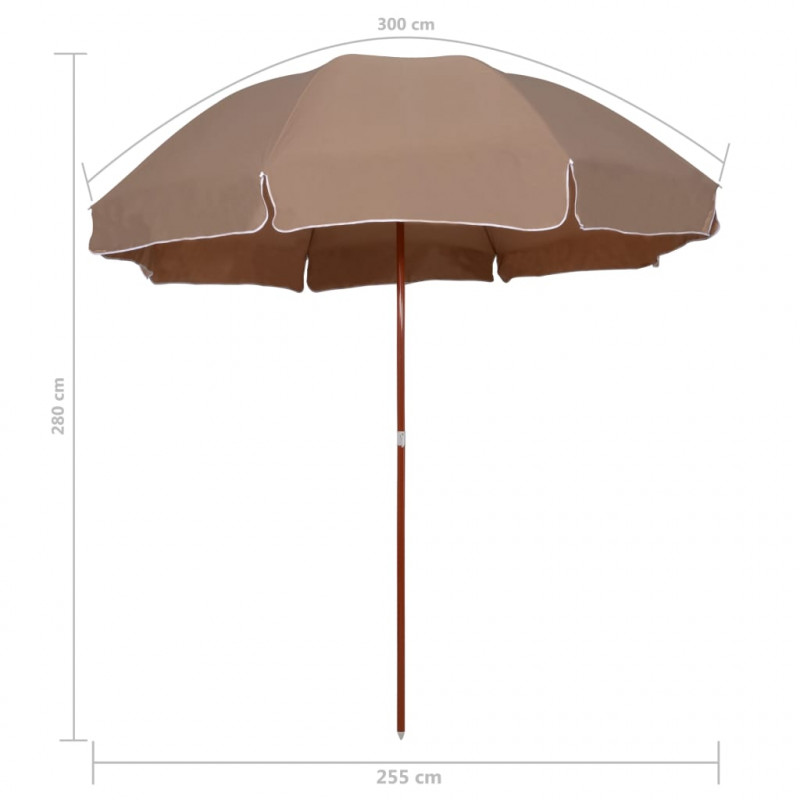Parasol ogrodowy na stalowym słupku, 300 cm, taupe
