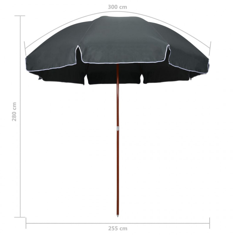 Parasol ogrodowy na stalowym słupku, 300 cm, antracytowy