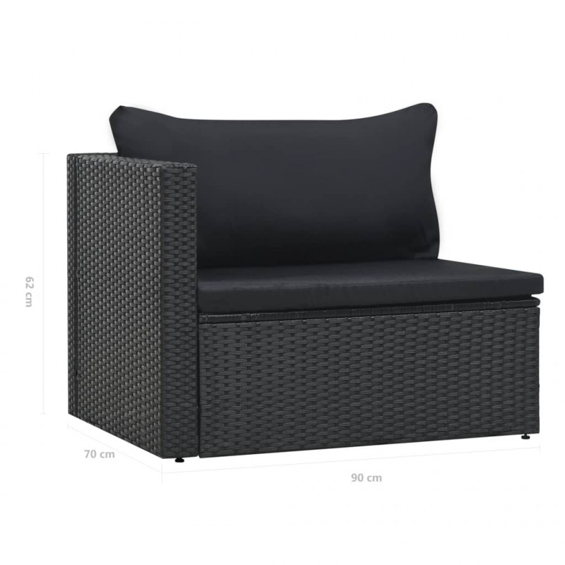 5-cz. zestaw mebli do ogrodu z poduszkami, rattan PE, czarny
