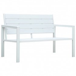Ławka ogrodowa, 120 cm, biała, HDPE o wyglądzie drewna