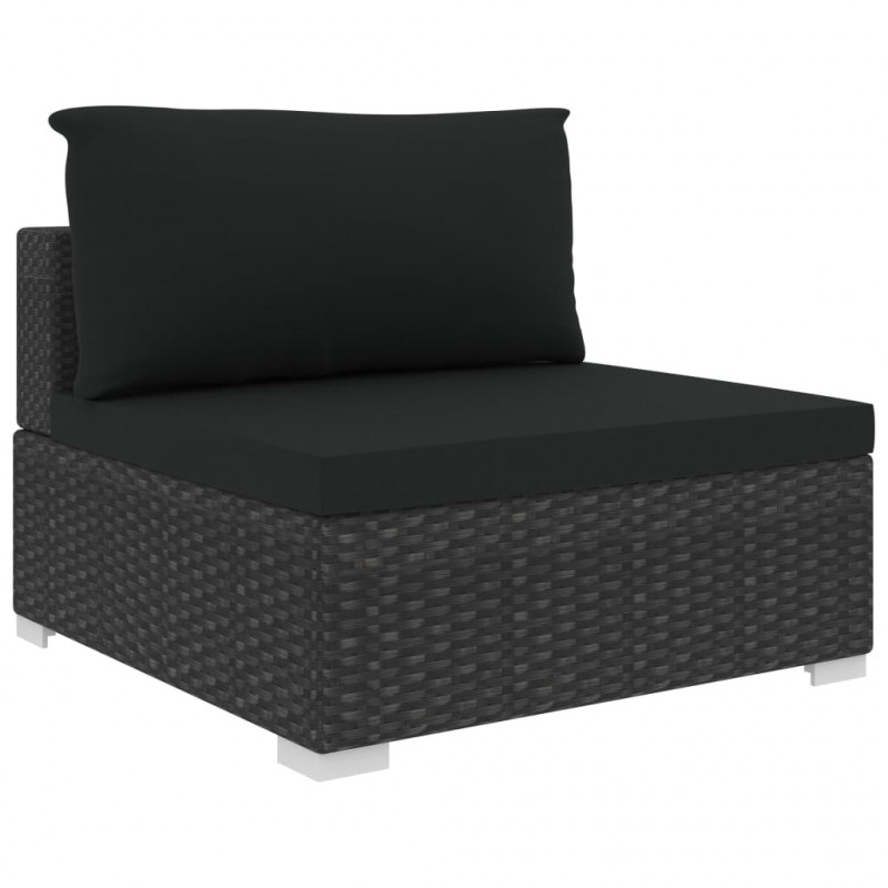 11-cz. zestaw mebli do ogrodu, z poduszkami, rattan PE, czarny