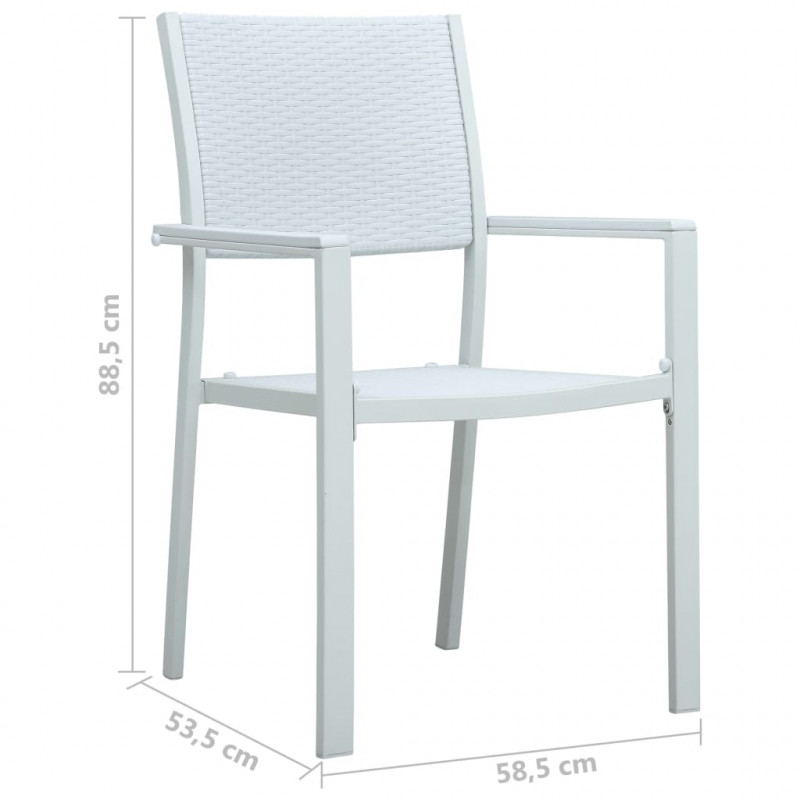 Krzesła ogrodowe, 4 szt., białe, plastik stylizowany na rattan