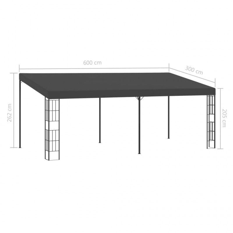 Altana przyścienna, 3x6 m, antracytowa, tkanina