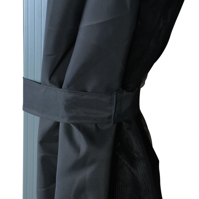 Altana ogrodowa z zasłonami, 300x300 cm, antracytowa, aluminium
