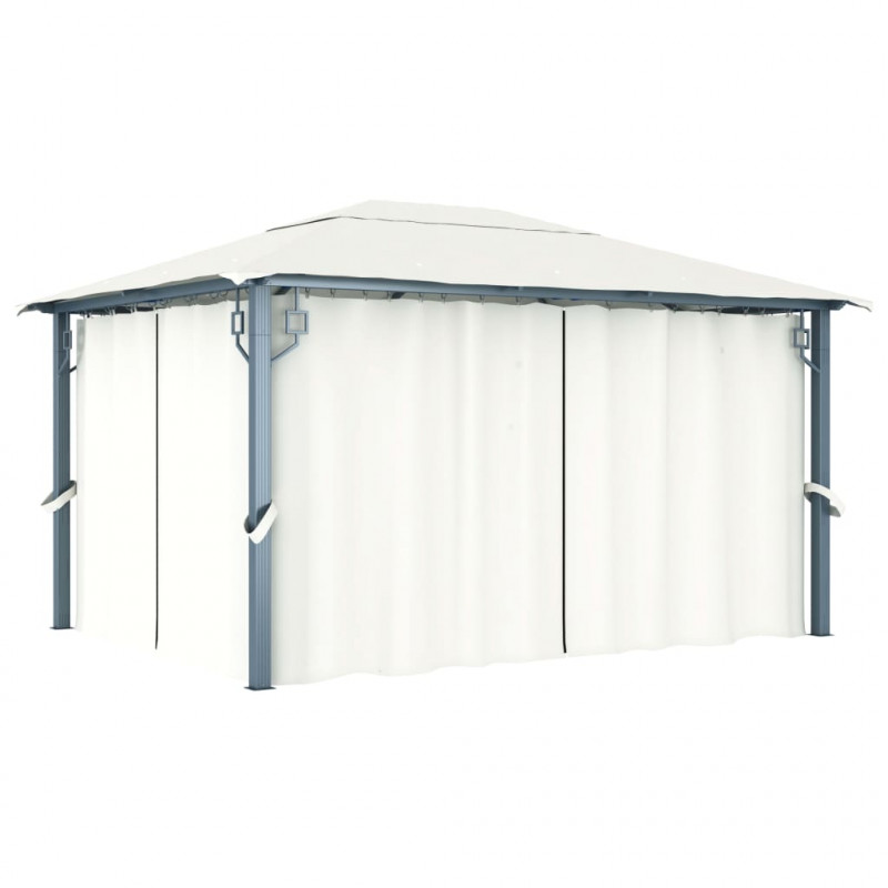 Altana ogrodowa z zasłonami, 400 x 300 cm, kremowa, aluminium