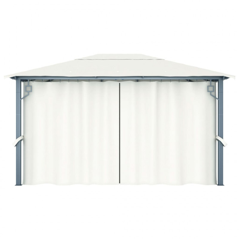 Altana ogrodowa z zasłonami, 400 x 300 cm, kremowa, aluminium
