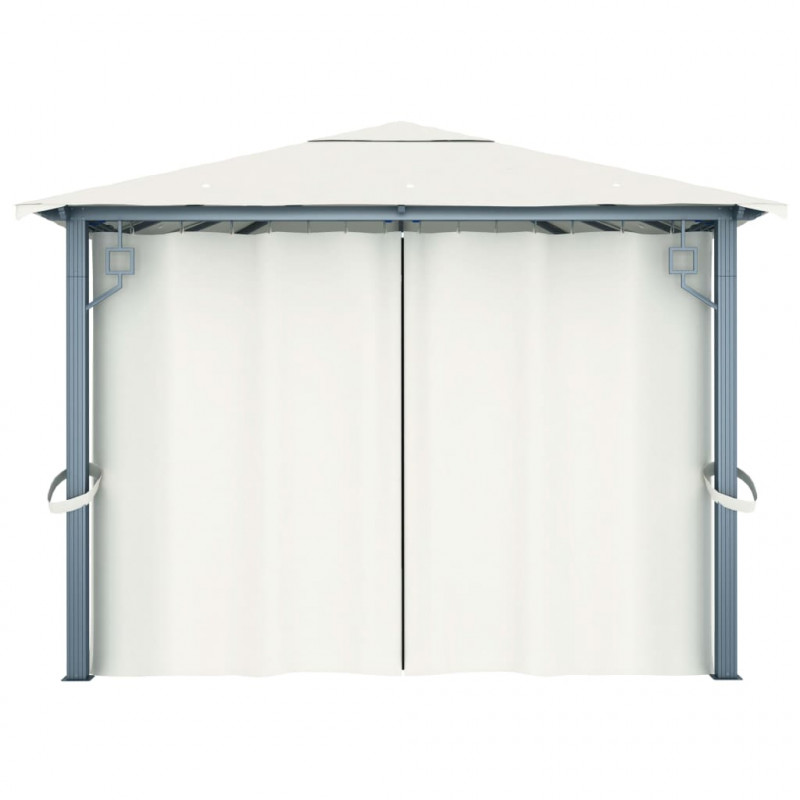 Altana ogrodowa z zasłonami, 400 x 300 cm, kremowa, aluminium