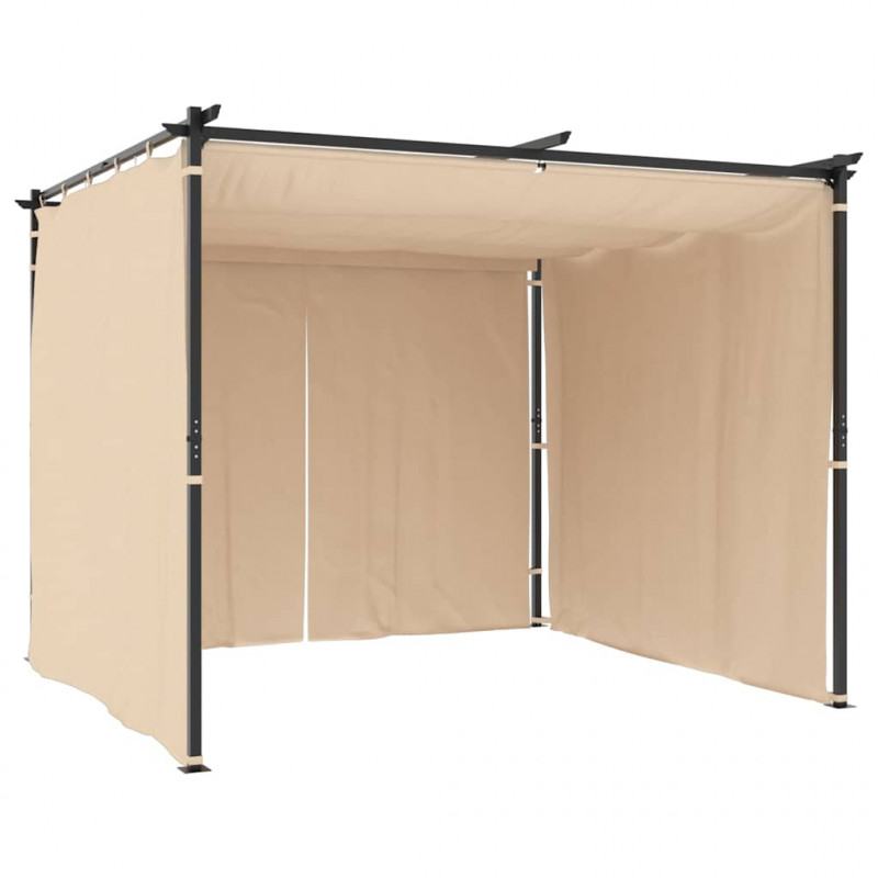 Altana ogrodowa z zasłonami, 3 x 3 m, kremowa, stal
