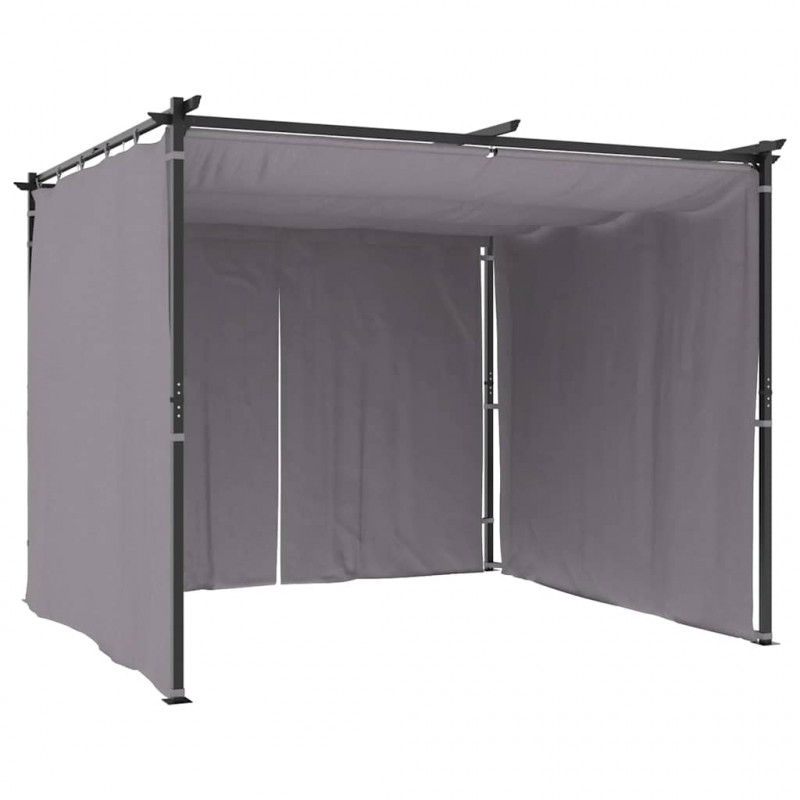 Altana ogrodowa z zasłonami, 3 x 3 m, antracytowa, stal