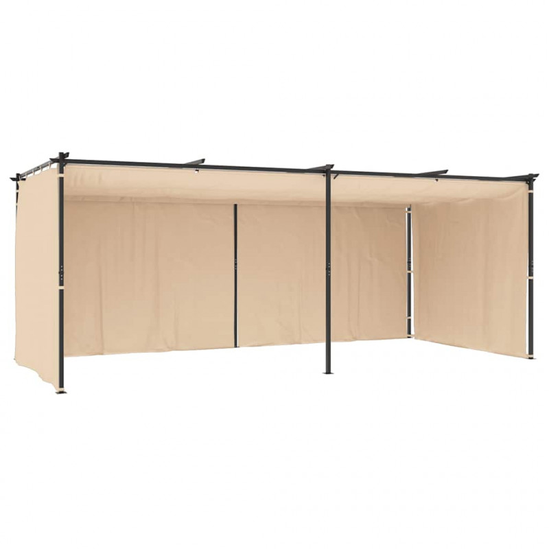 Altana ogrodowa z zasłonami, 3 x 6 m, kremowa, stal