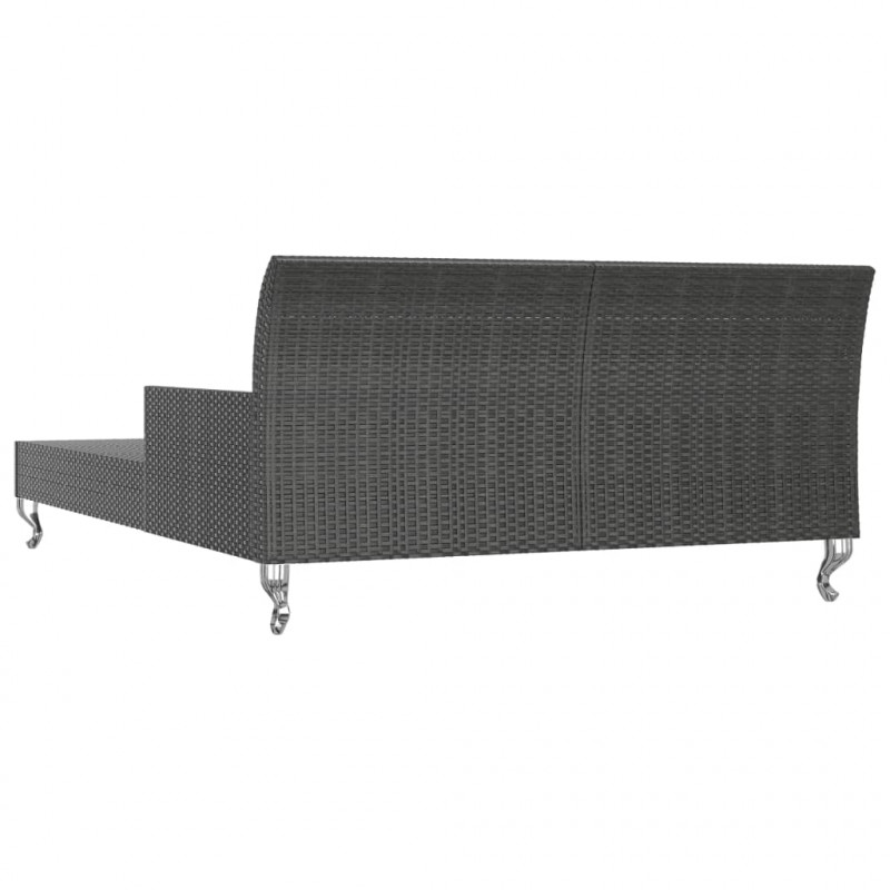 2-osobowe łóżko ogrodowe z poduszkami, rattan PE, czarne