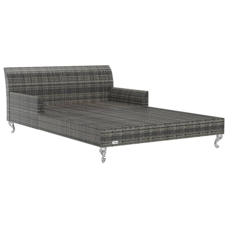 2-osobowe łóżko ogrodowe z poduszkami, rattan PE, szare