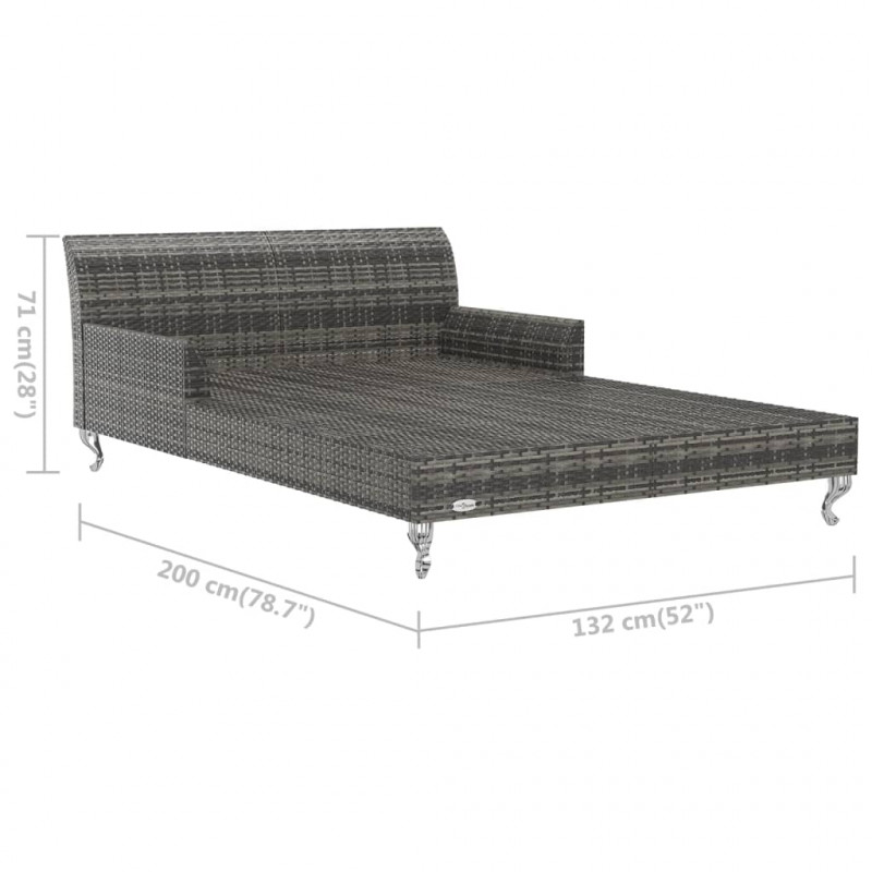 2-osobowe łóżko ogrodowe z poduszkami, rattan PE, szare