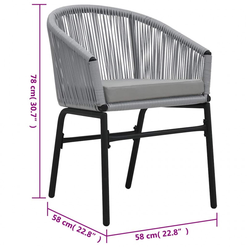 3-cz. zestaw mebli bistro z poduszkami, rattan PE, szary