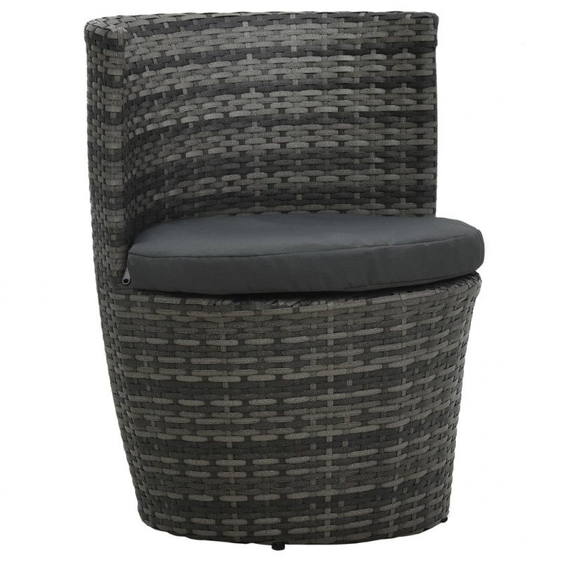 3-cz. zestaw mebli bistro z poduszkami, rattan PE, szary