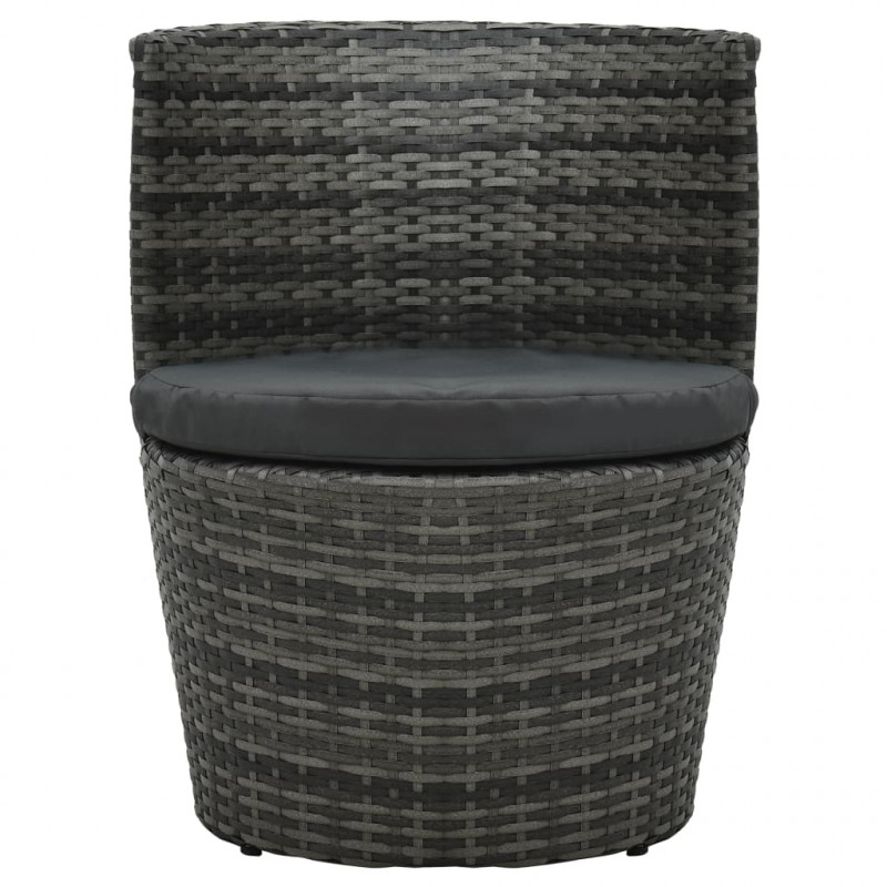 3-cz. zestaw mebli bistro z poduszkami, rattan PE, szary