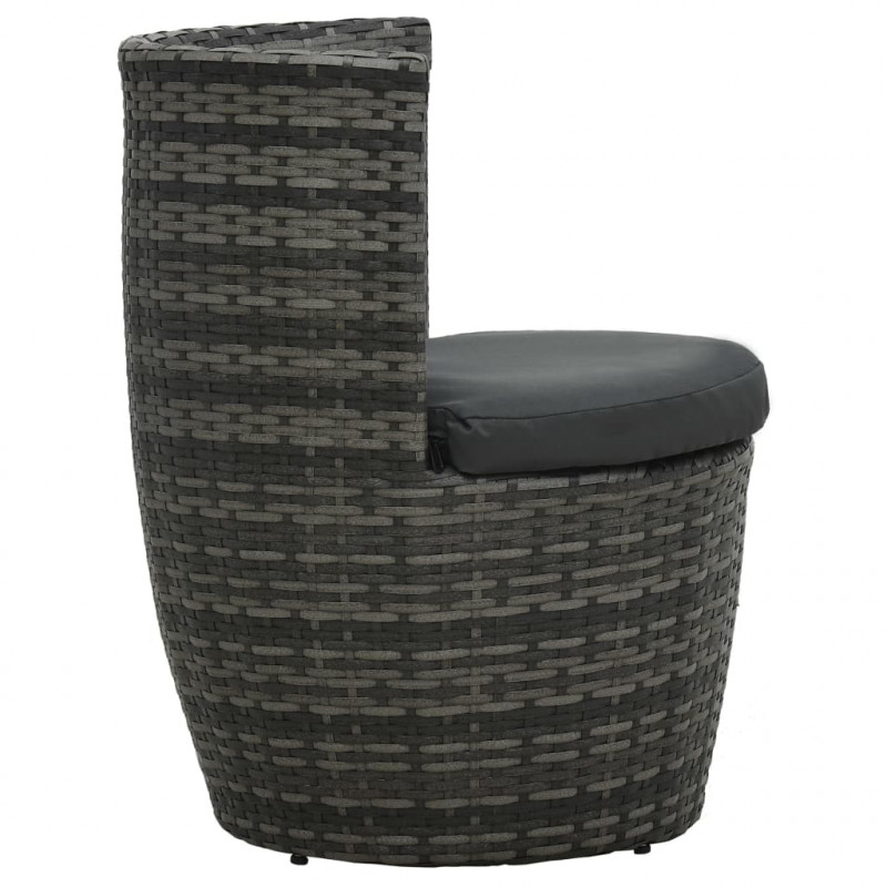3-cz. zestaw mebli bistro z poduszkami, rattan PE, szary