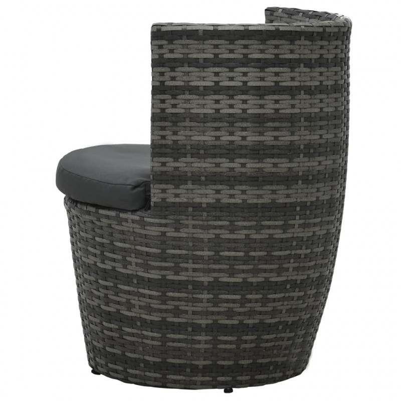 3-cz. zestaw mebli bistro z poduszkami, rattan PE, szary