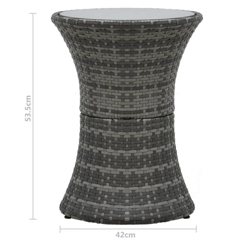 3-cz. zestaw mebli bistro z poduszkami, rattan PE, szary