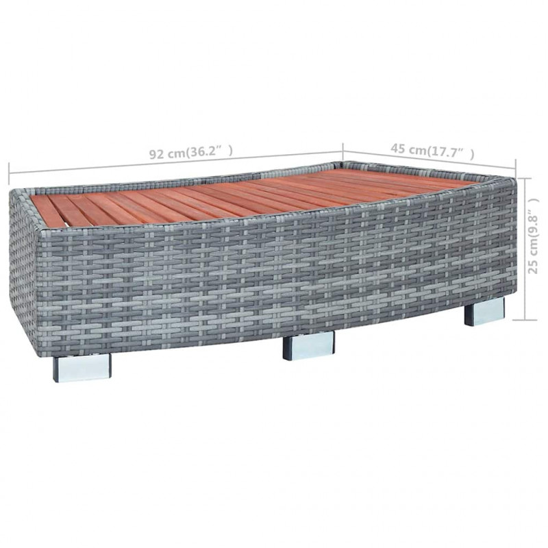 Stopień do spa, szary, 92 x 45 x 25 cm, polirattanowy