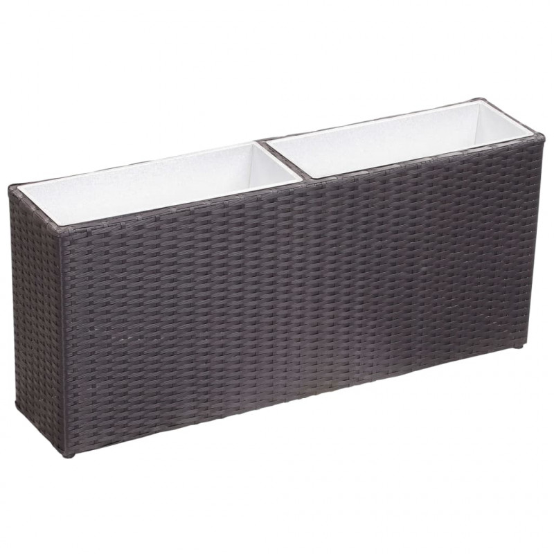 Podwyższona donica z 2 wkładami 90x20x40 cm, polirattan, czarna