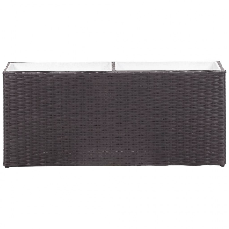 Podwyższona donica z 2 wkładami 90x20x40 cm, polirattan, czarna