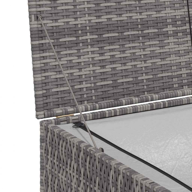 Skrzynia ogrodowa, szara, 150 x 100 x 100 cm, rattan PE