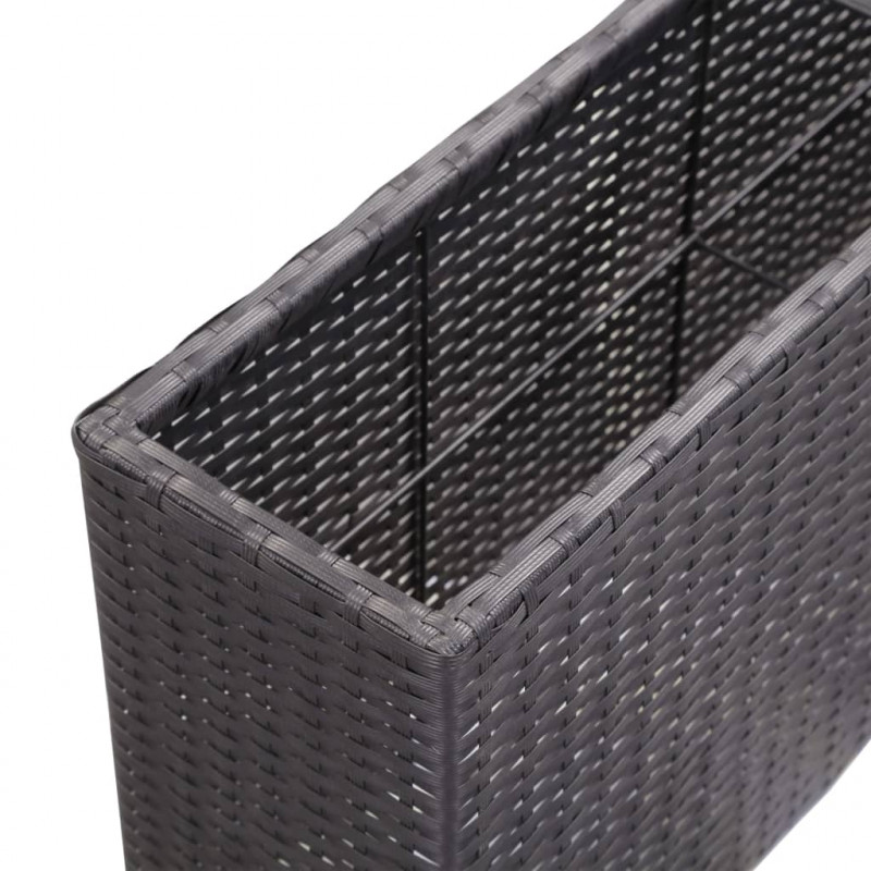 Podwyższona donica z 2 wkładami 90x20x40 cm, polirattan, czarna