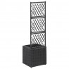 Donica z kratką i 1 wkładem, 30x30x107 cm, rattan PE, czarna