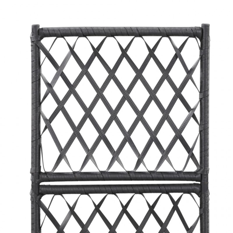 Donica z kratką i 1 wkładem, 30x30x107 cm, rattan PE, czarna