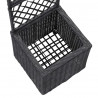 Donica z kratką i 1 wkładem, 30x30x107 cm, rattan PE, czarna