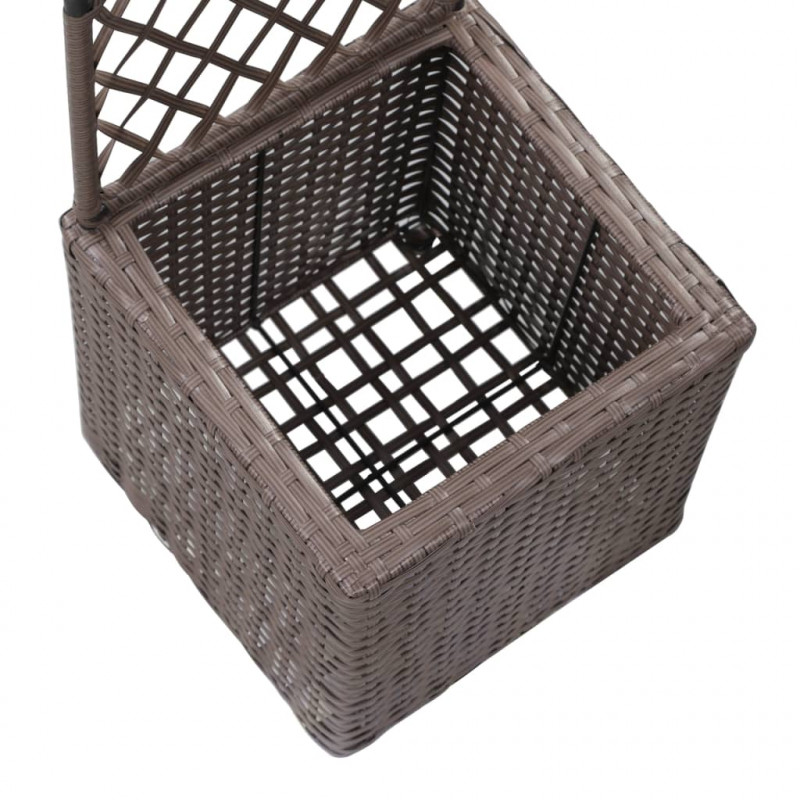 Donica z kratką i 1 wkładem, 30x30x107 cm, polirattan, brązowa
