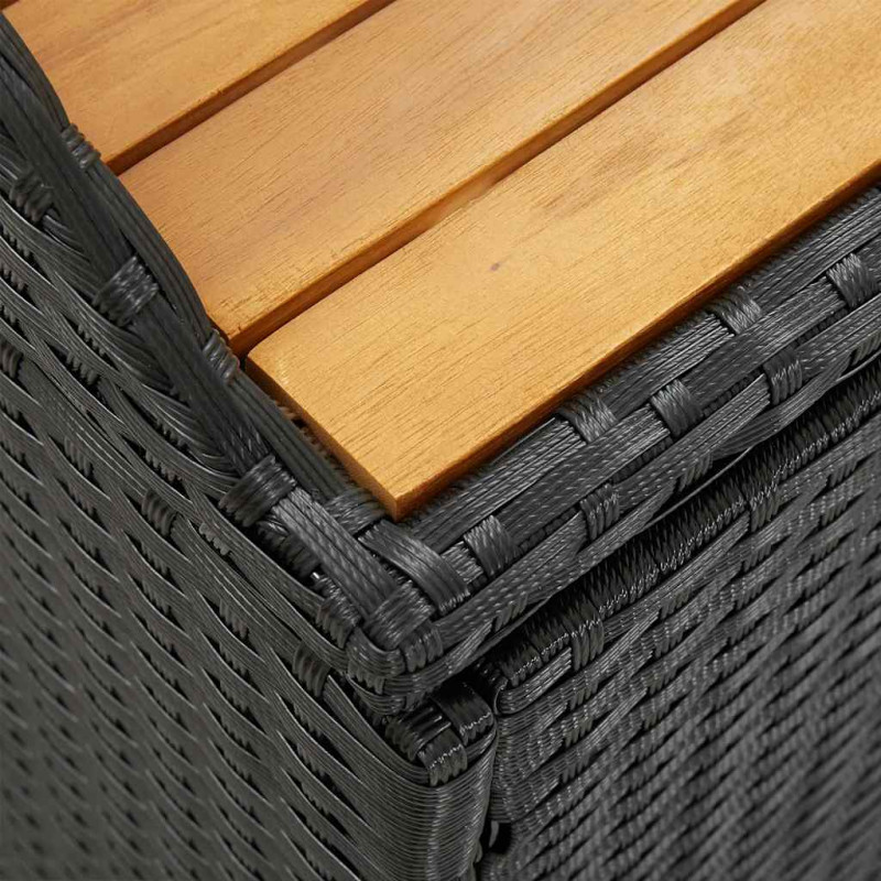 Ławka ogrodowa ze schowkiem, 120 cm, polirattan, czarna