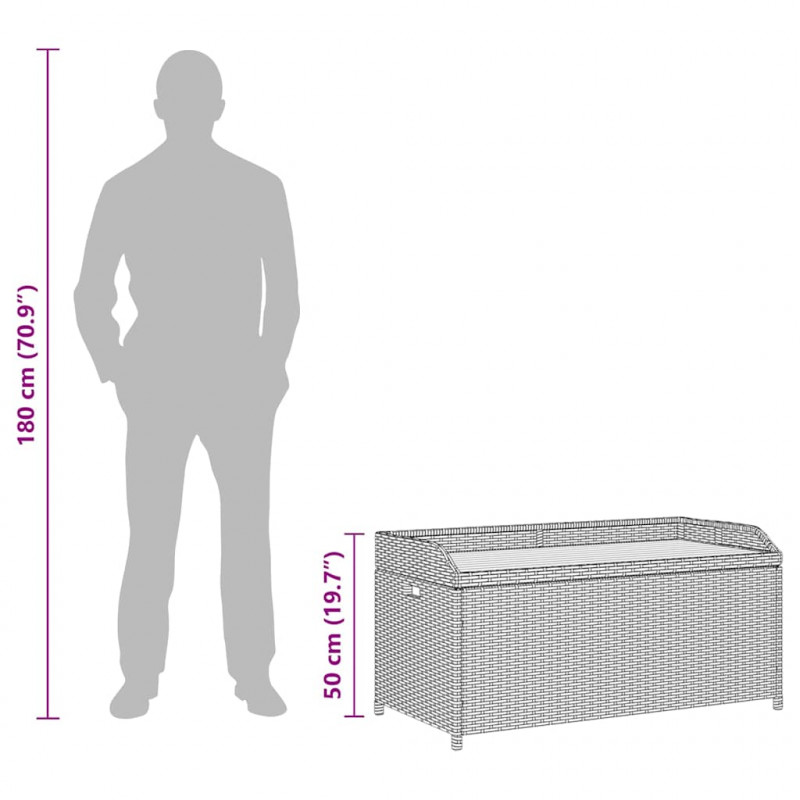 Ławka ogrodowa ze schowkiem, 120 cm, polirattan, czarna